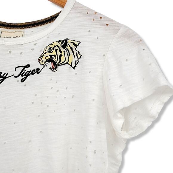 Modish Rebel Women's Easy Tiger Distressed Hole Burnout T-Shirt Size Small - Picture 3 of 12